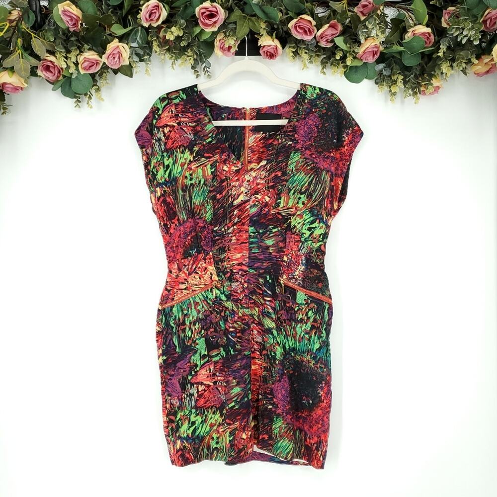 Ark & Co Multicolored Graphic Print Bodycon Dress Medium